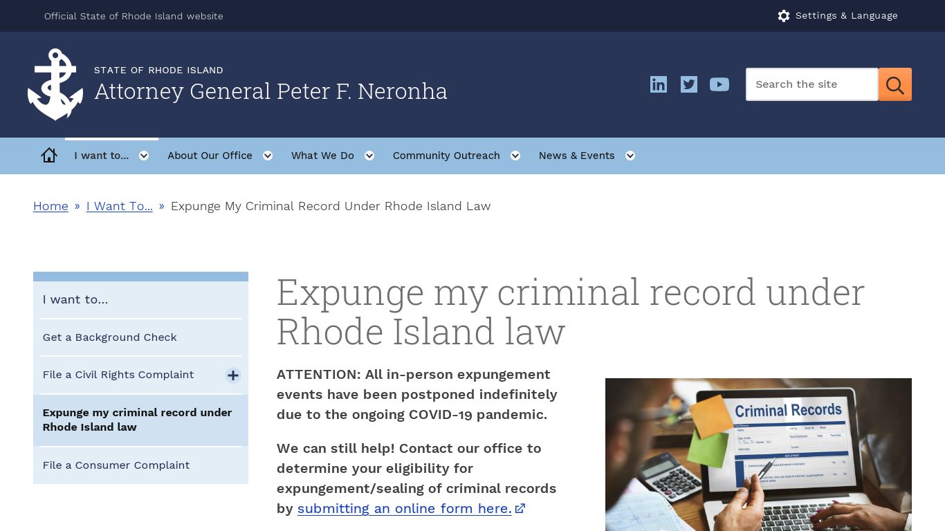 Expunge my criminal record under Rhode Island law | Rhode ...